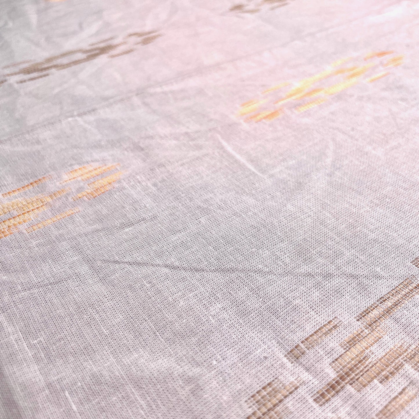 Premium Pink Multicolor Ikkat Dobby Embroidery Cotton Fabric