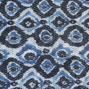 Blue Black Ikkat Print Cotton Crochet Fabric 13602