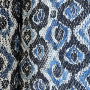 Blue Black Ikkat Print Cotton Crochet Fabric 13602