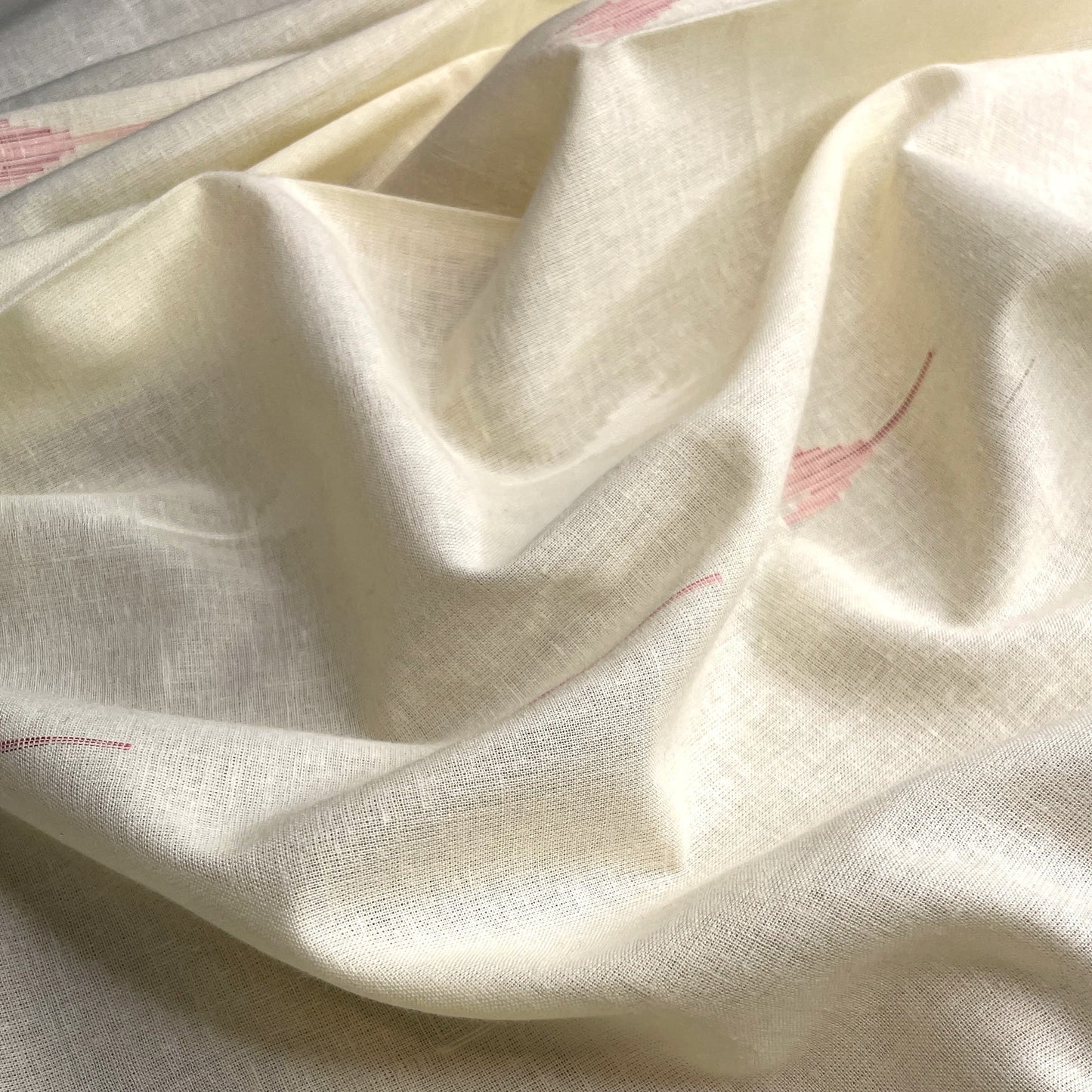 Premium Yellow Ikkat Dobby Embroidery Cotton Fabric