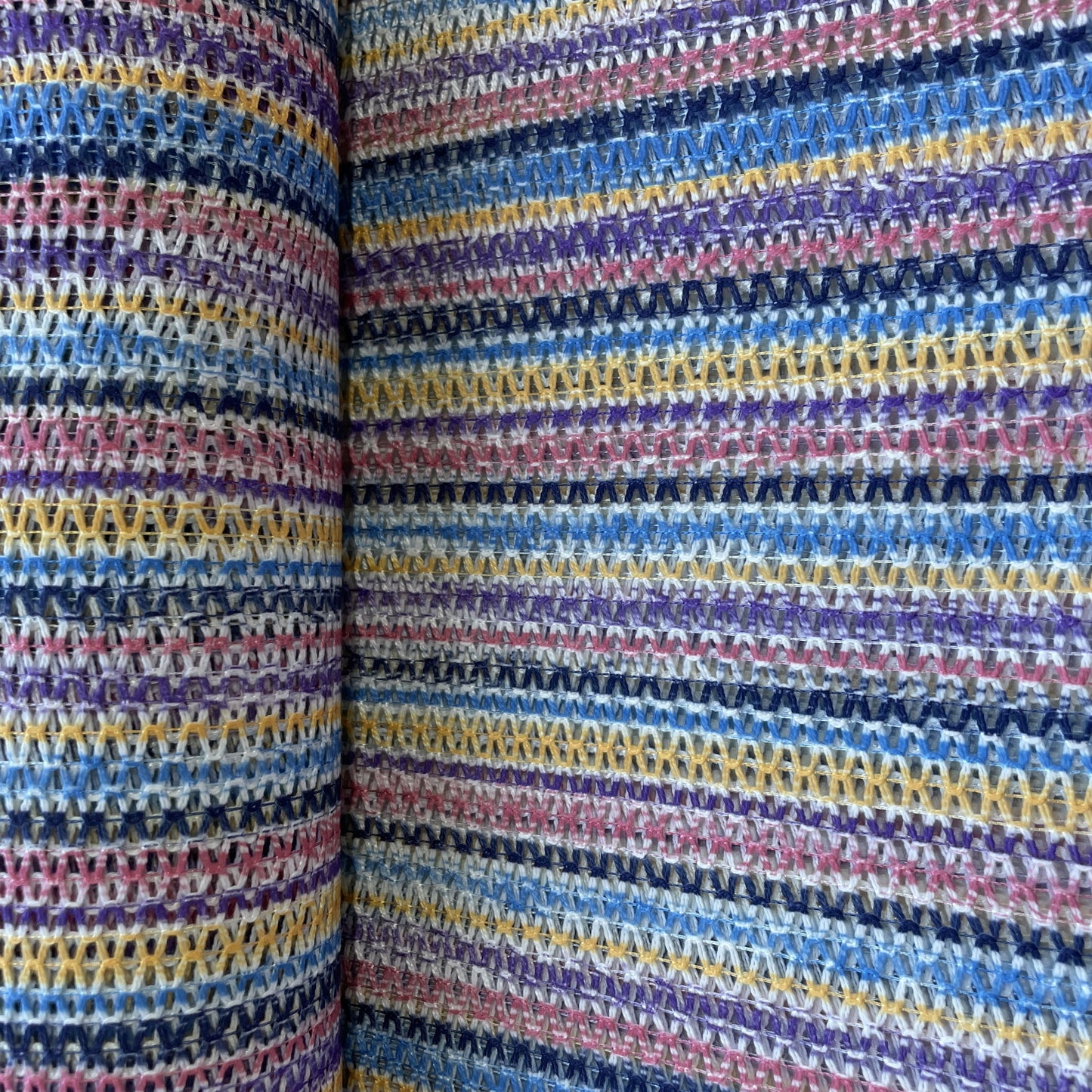 Blue Stripe Print Cotton Crochet Fabric 13600