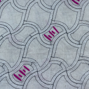 White & Pink Double Hand Work Cotton Fabric 13749