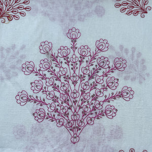 Off White & Pink Floral Sequence Embroidery With Border Fabric 11059