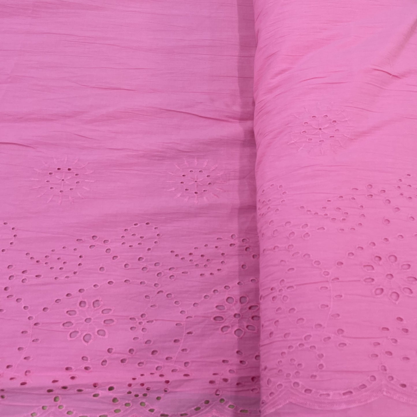 Exclusive Pink Floral Embroidery Cotton Schiffli Fabric