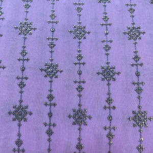 Purple Sequins Embroidery Cotton Fabric 15524