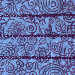 Pink Floral Foil Sequence Embroidery Cotton Fabric 13575