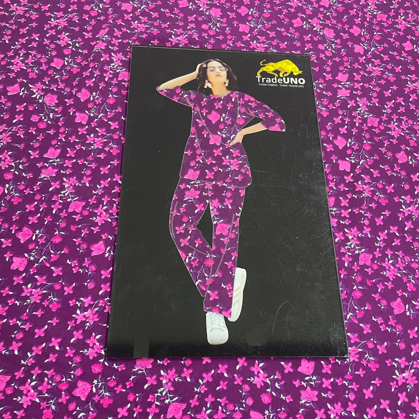 Purple Floral Crepe Fabric - TradeUNO