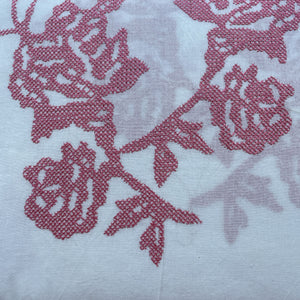 White & Pink Floral Thread Embroidery Cotton 11703