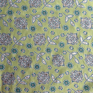 Green Bandhani Foil Print Chanderi Silk Fabric 12071