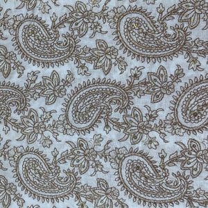 White & Golden Sequence Embroidery Cotton Fabric 12310
