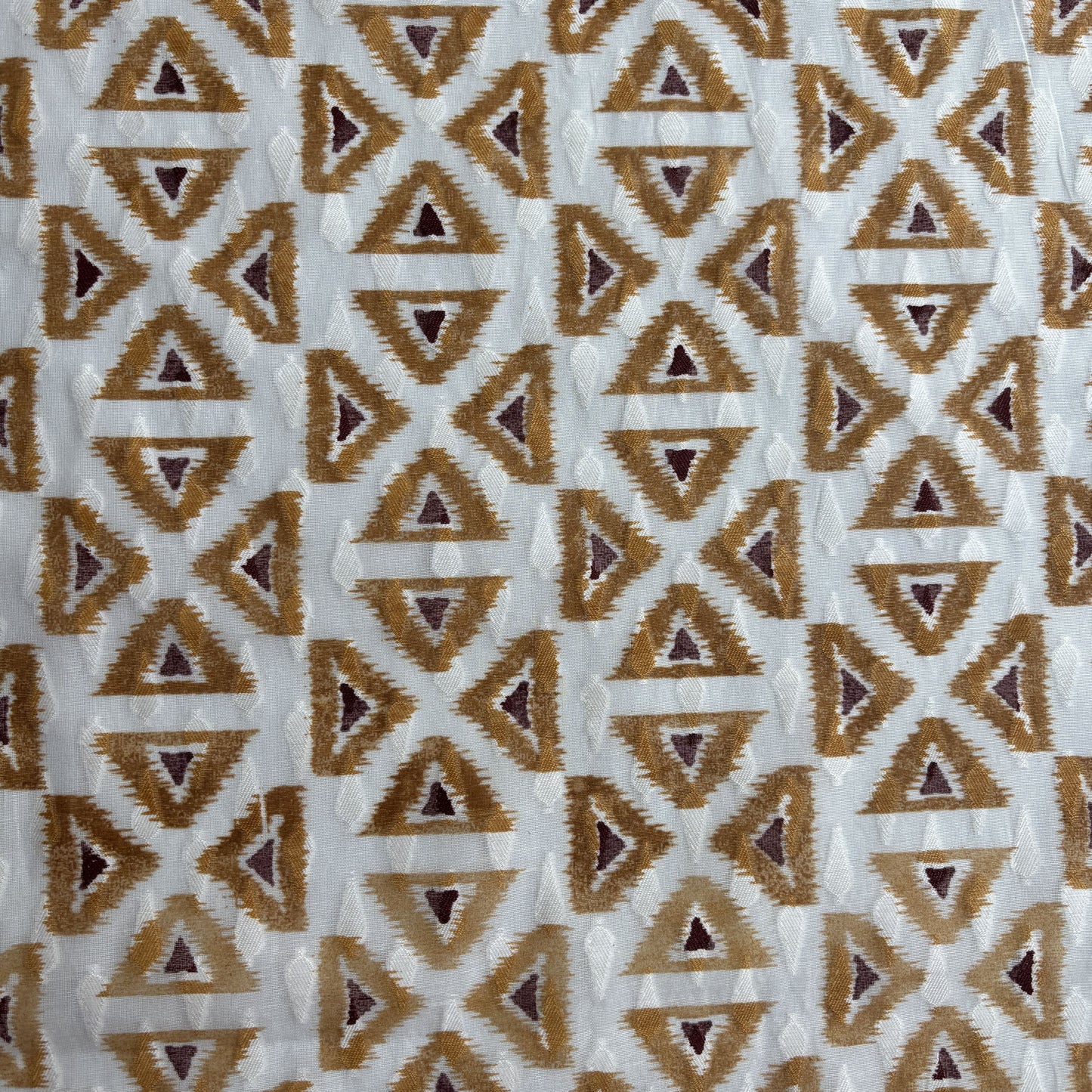 Off White Mustard Yellow Geometrical Cotton Chanderi Fabric 15617