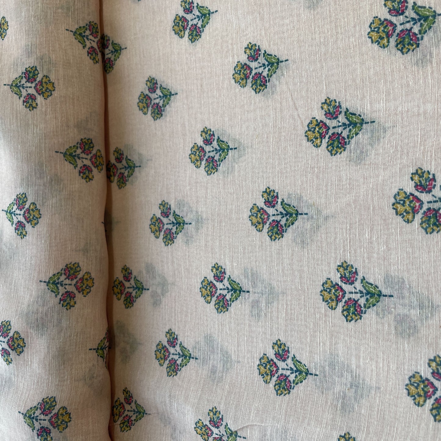 Baby Pink Quirky Print Linen Organza Fabric 17197