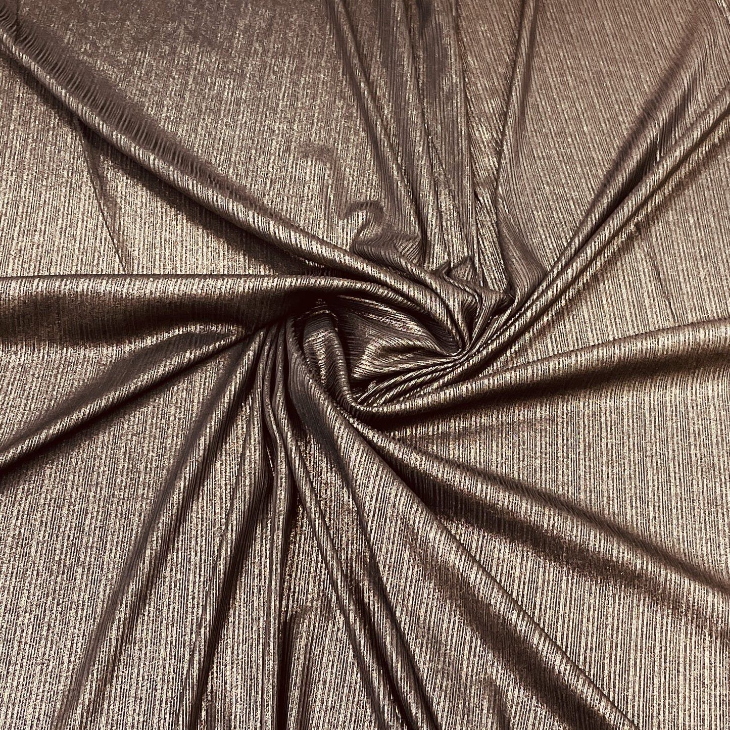Exclusive Brown Golden Solid Metallic Knitted Lycra Fabric