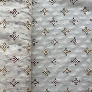 Off White Yellow Geometrical Cotton Chanderi Fabric 15615