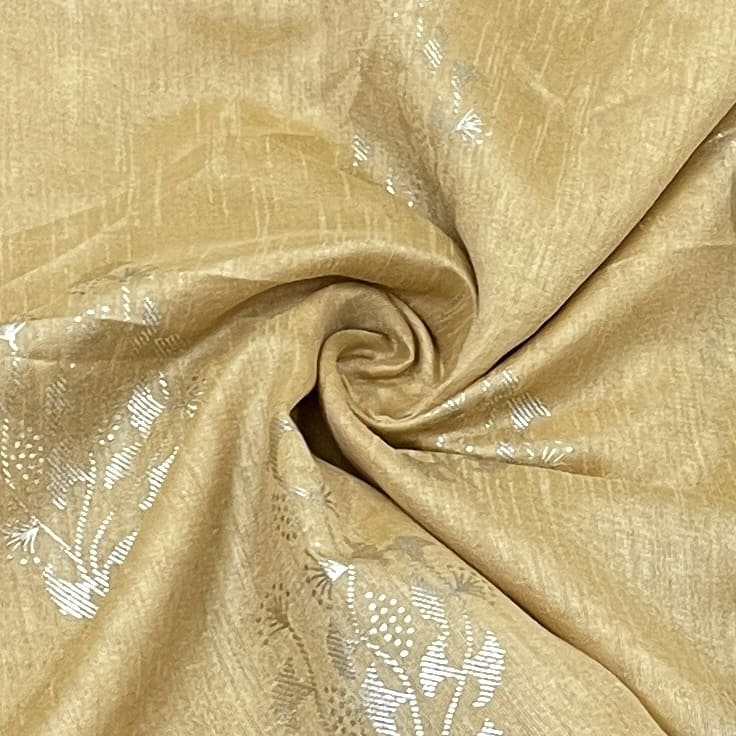 exclusive golden floral dupion silk fabric