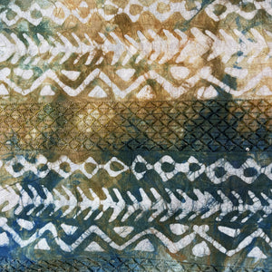 Orange Batik Print Sequence Embroidery Cotton Fabric 11083