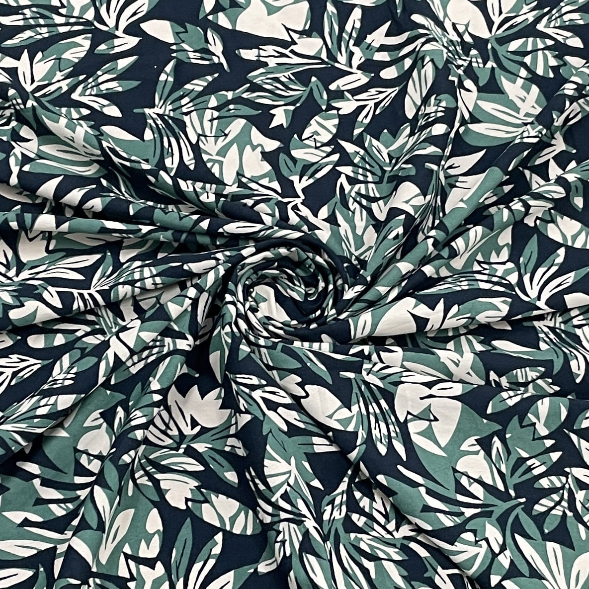 exclusive navy blue sea green floral print crepe fabric