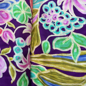 Purple Floral Print Gaji Silk Fabric 20348