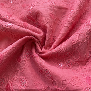 Pink Floral Sequence Embroidery Cotton Fabric 11039