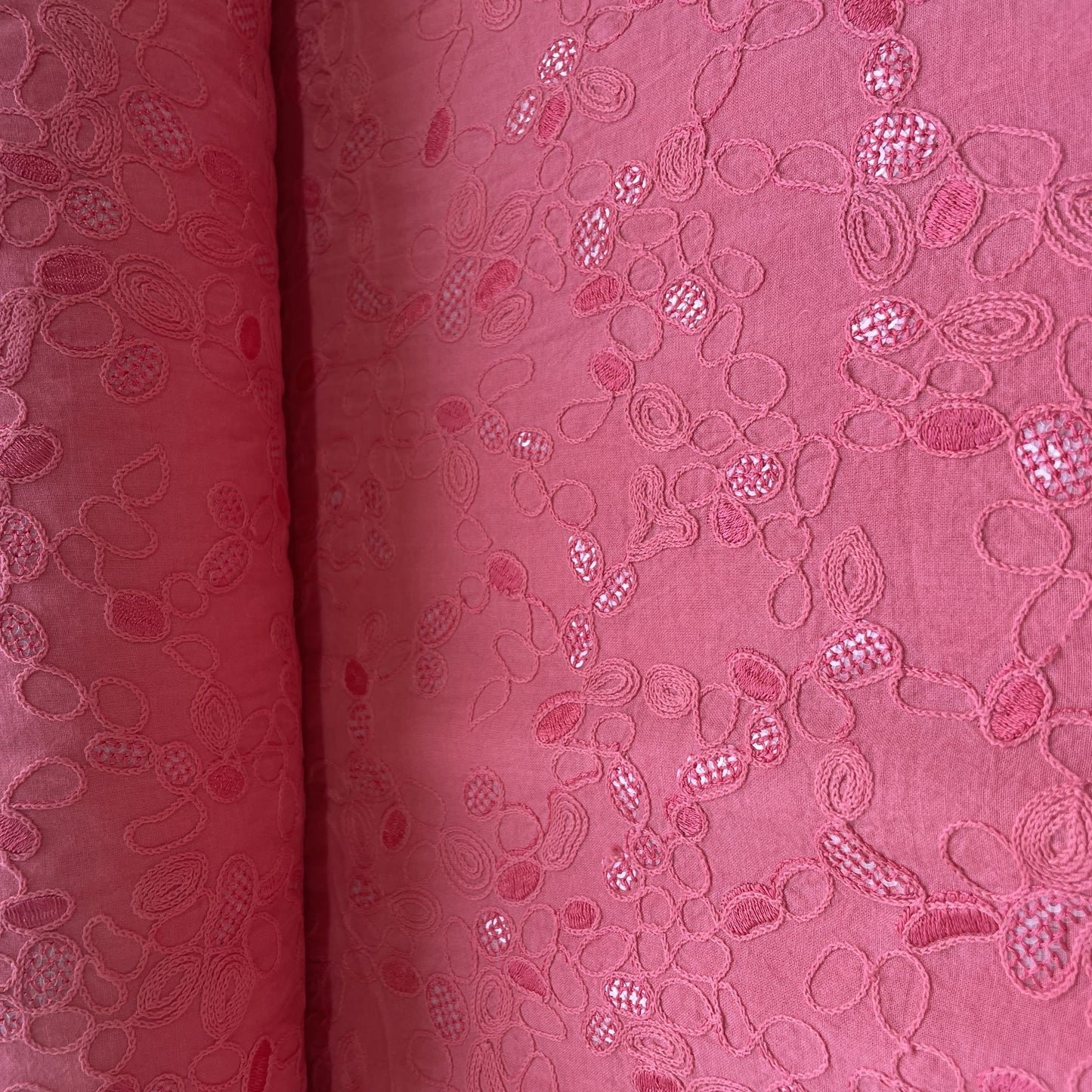 Pink Floral Sequence Embroidery Cotton Fabric 11039