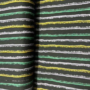 Navy Blue Multicolor Stripes Modal Satin Fabric 20841