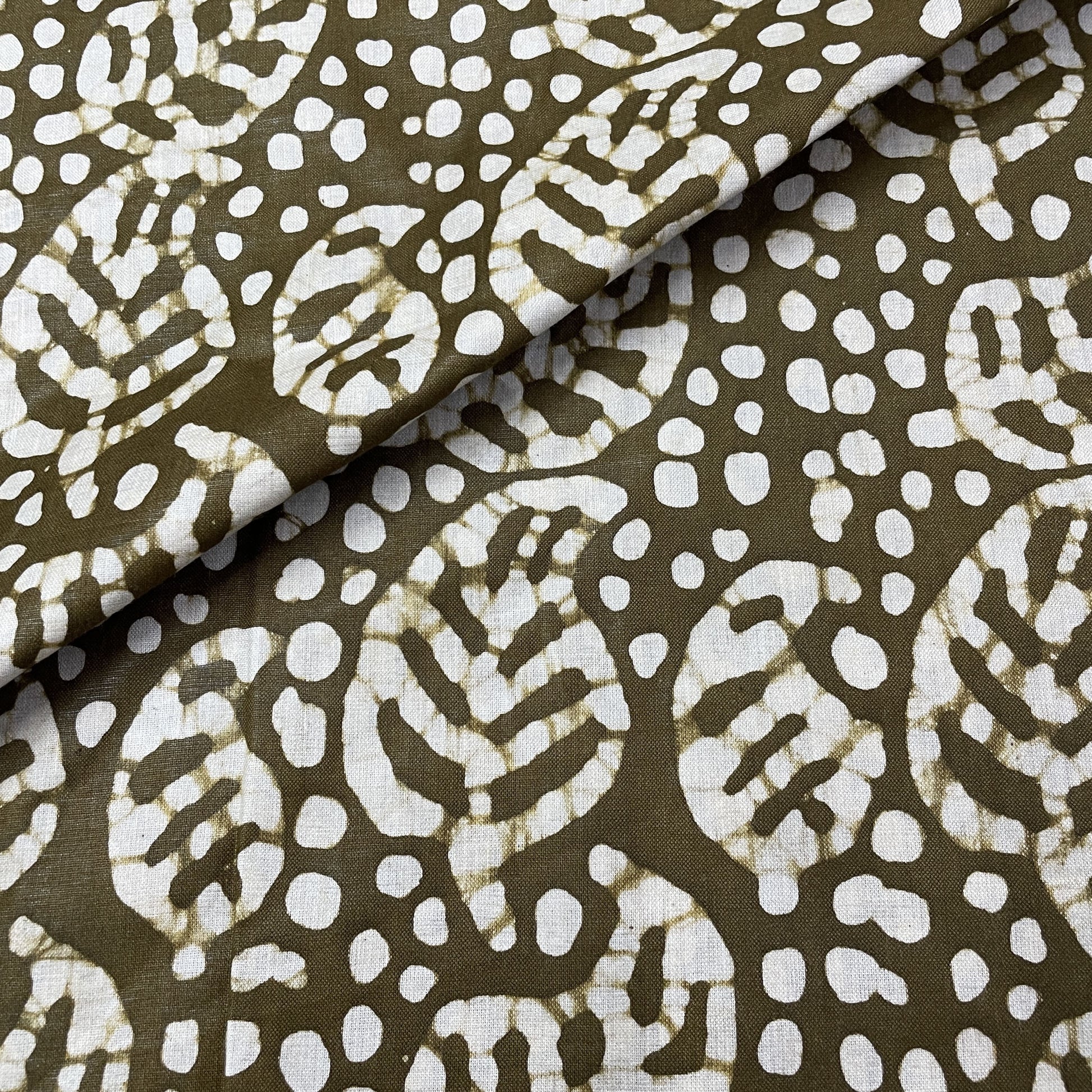 Olive Green Batik Pure Cotton Fabric