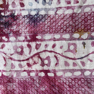 Pink Batik Print Sequence Embroidery Cotton Fabric 11087