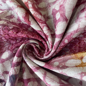 Pink Batik Print Sequence Embroidery Cotton Fabric 11087