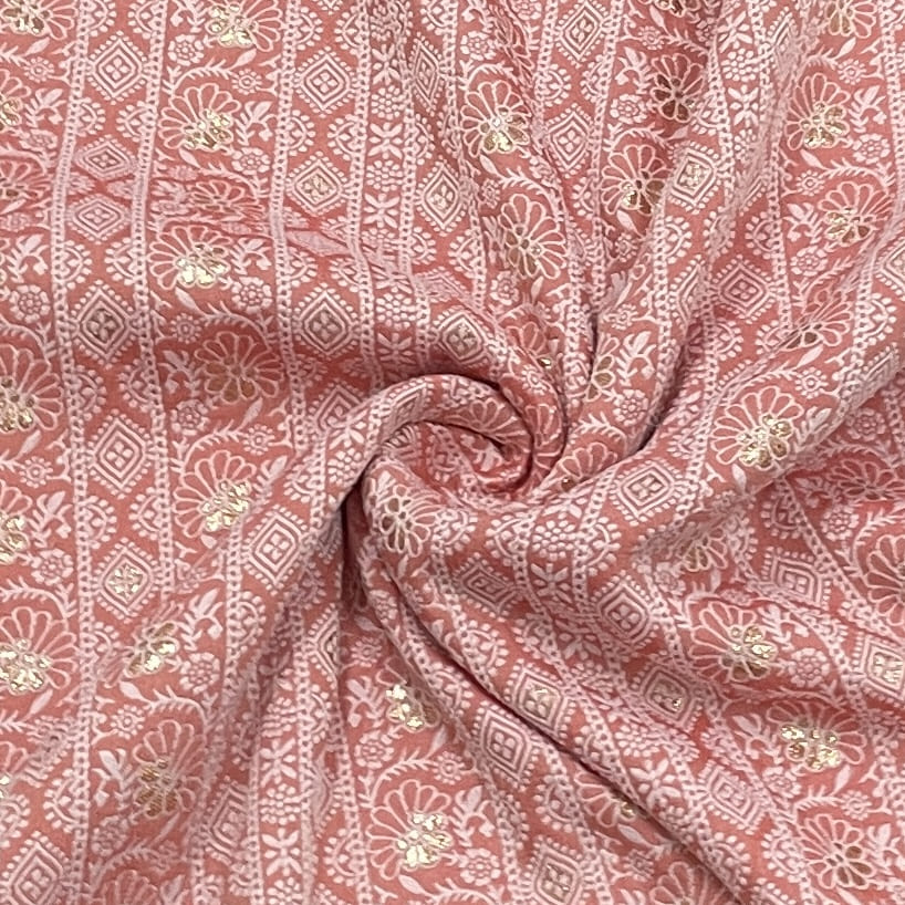 classic pink traditional cotton jacquard fabric