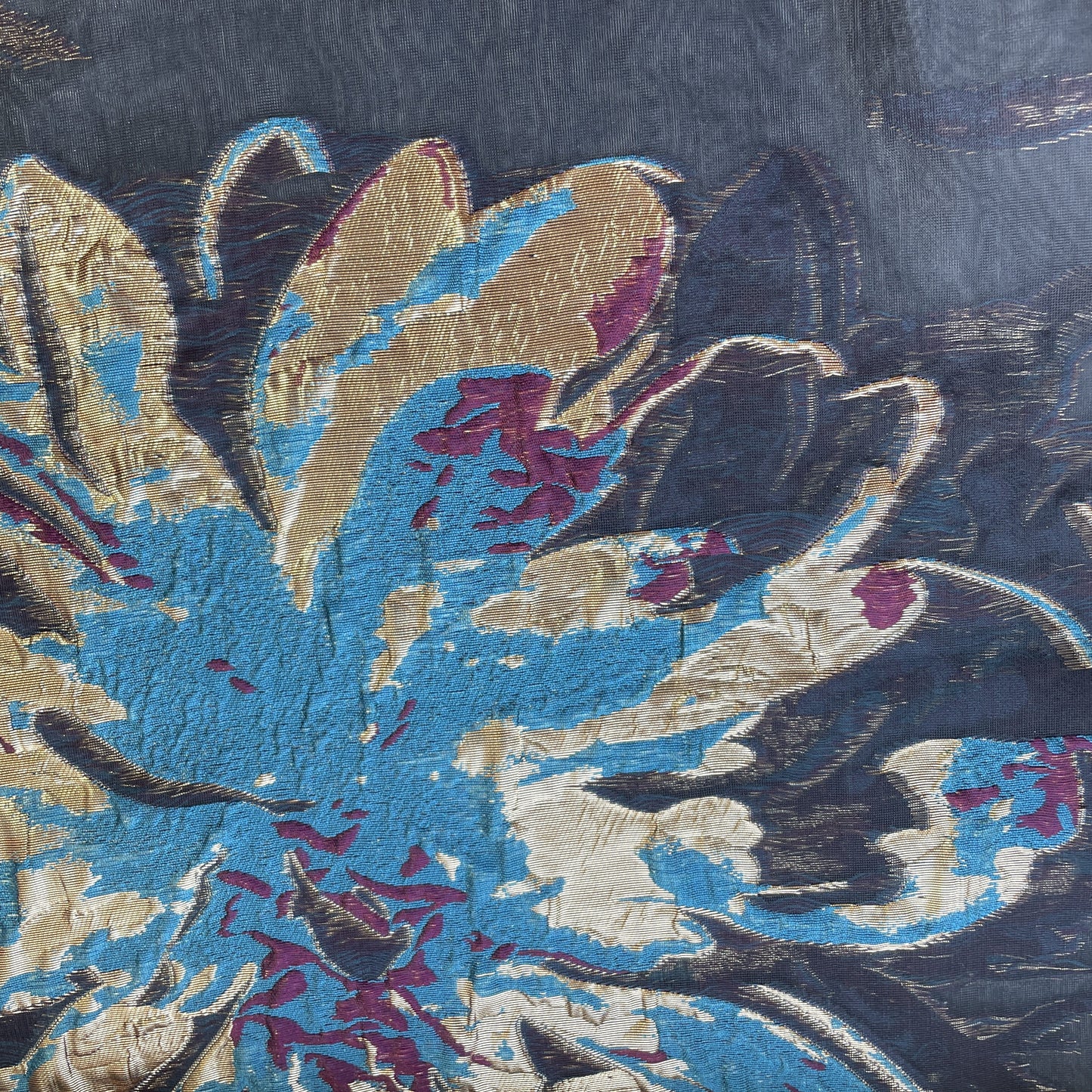 Black Floral Print Organza Tissue Fabric 19770