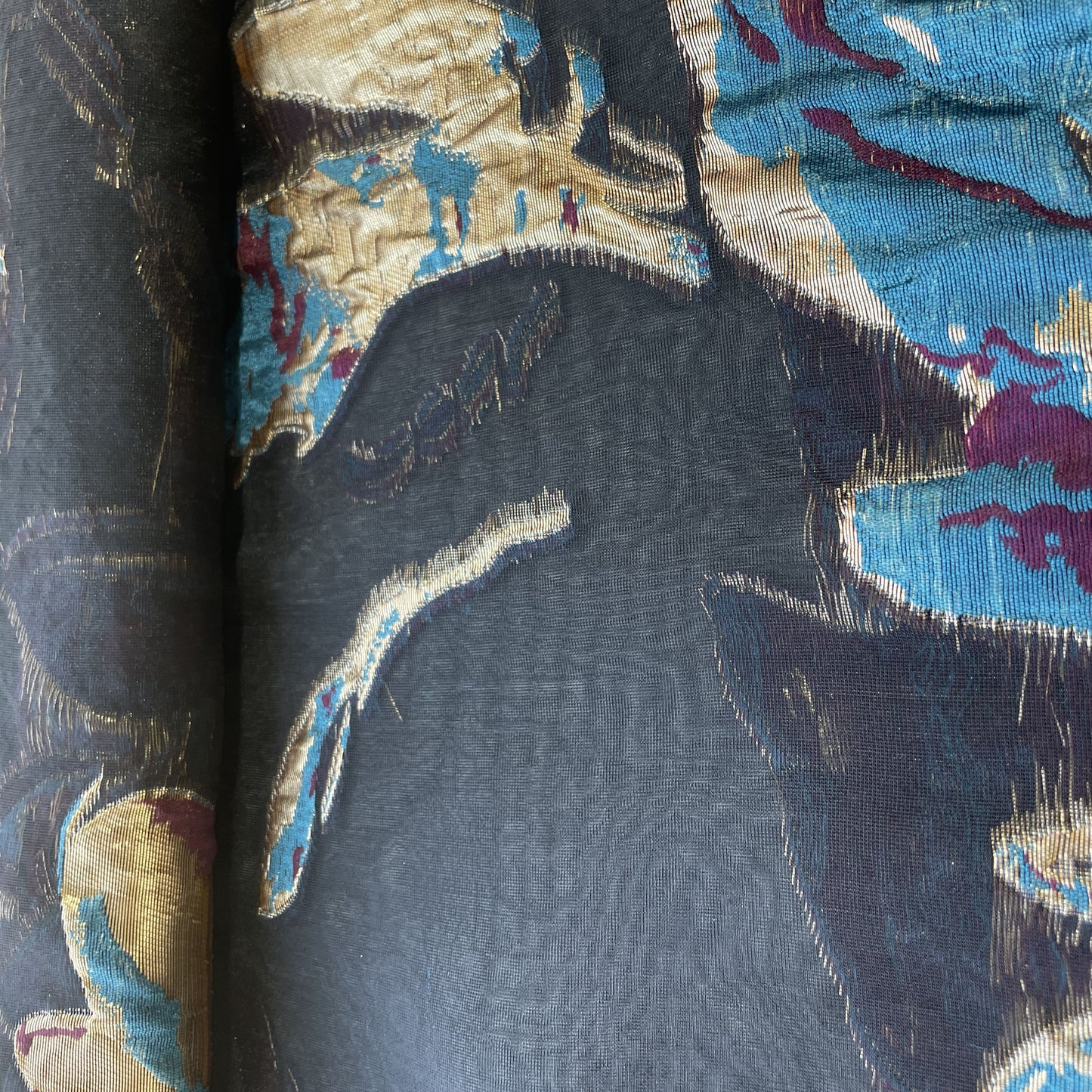 Black Floral Print Organza Tissue Fabric 19770