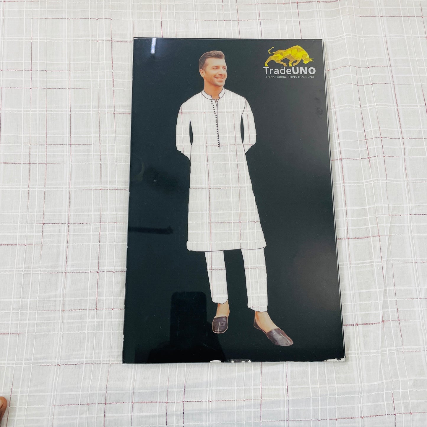 Off White Check Dobby Cotton Fabric - TradeUNO