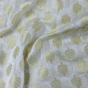 Classic White Gold Buti Jacquard Dyeable Cotton Staple Fabric