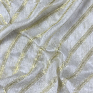 Classic White Gold Stripes Jacquard Dyeable Cotton Staple Fabric
