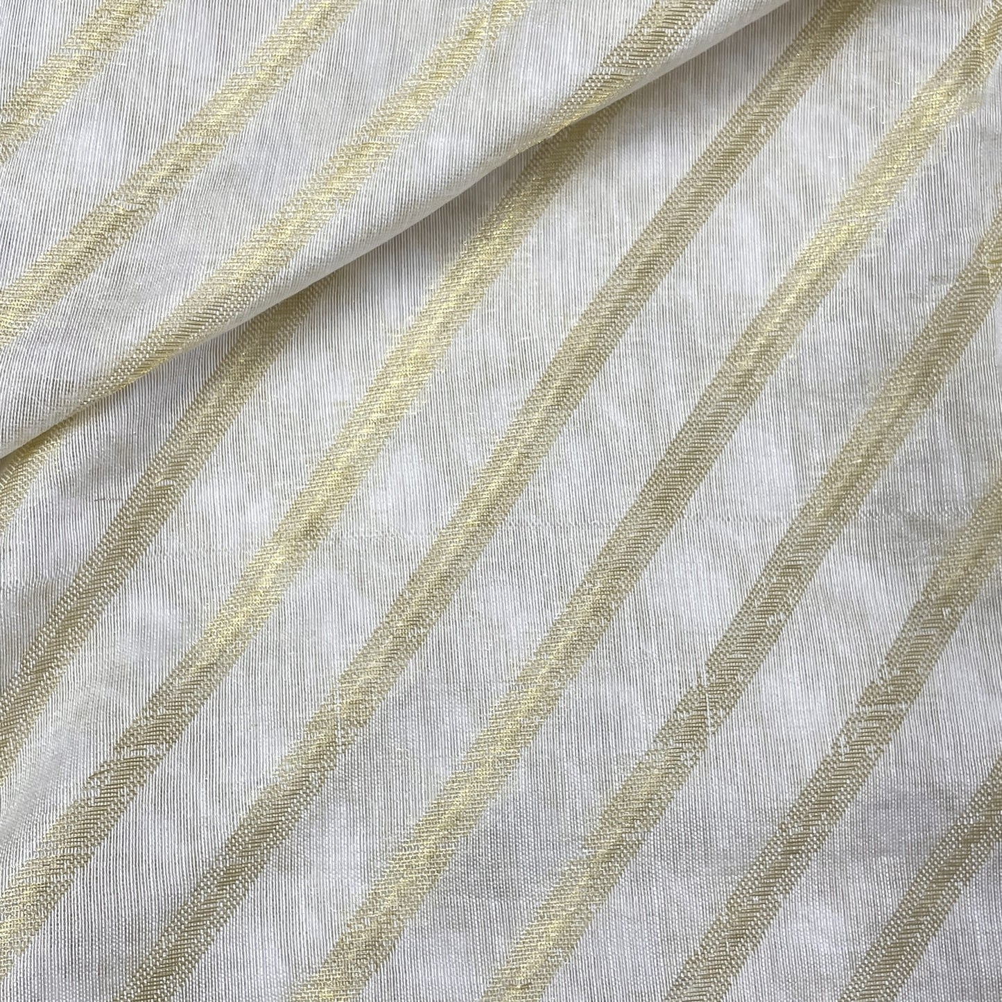Classic White Gold Stripes Jacquard Dyeable Cotton Staple Fabric