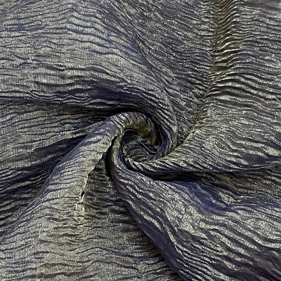 select dark blue solid shimmer crushed tissue fabric