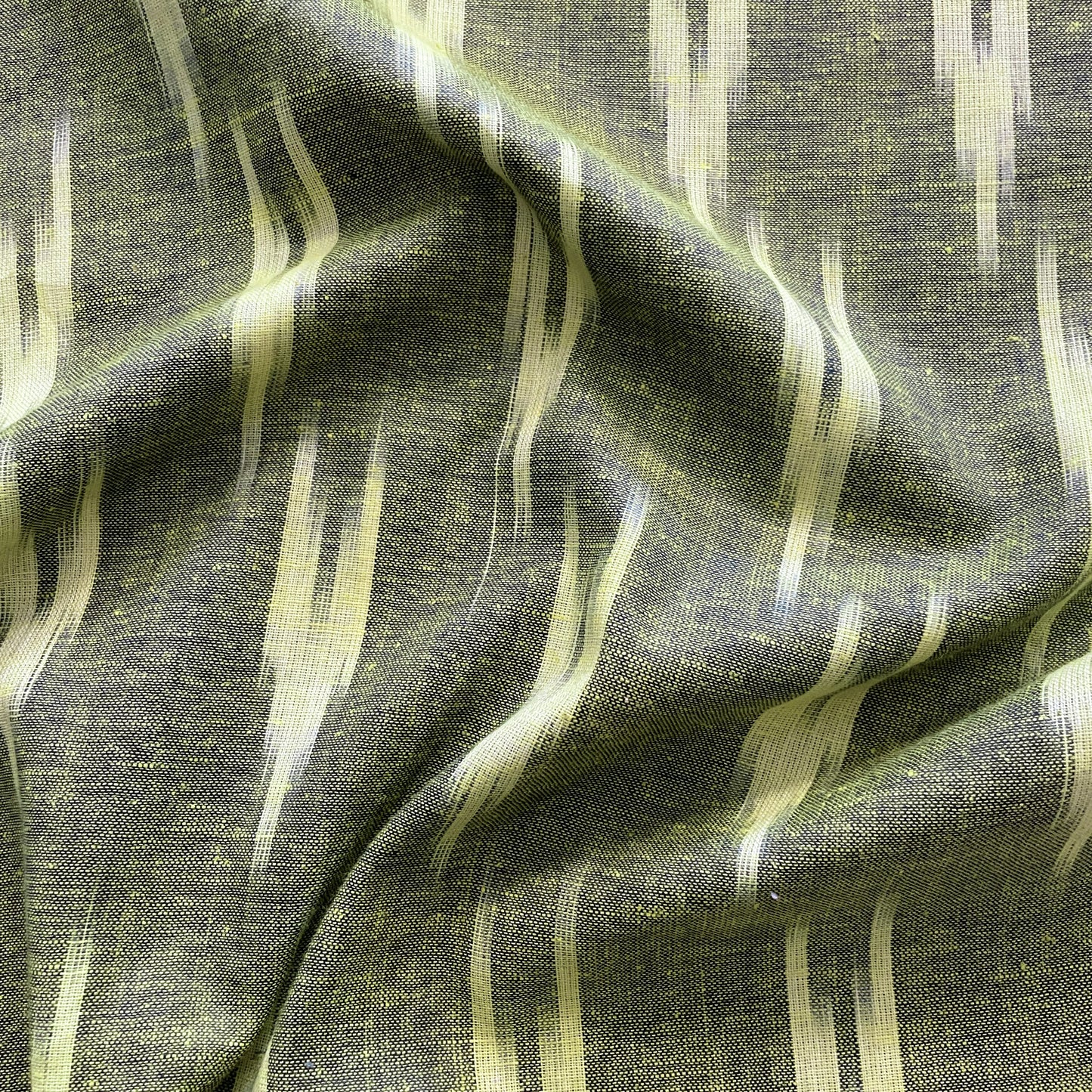 Premium Green Yellow Ikkat Print Cotton Fabric