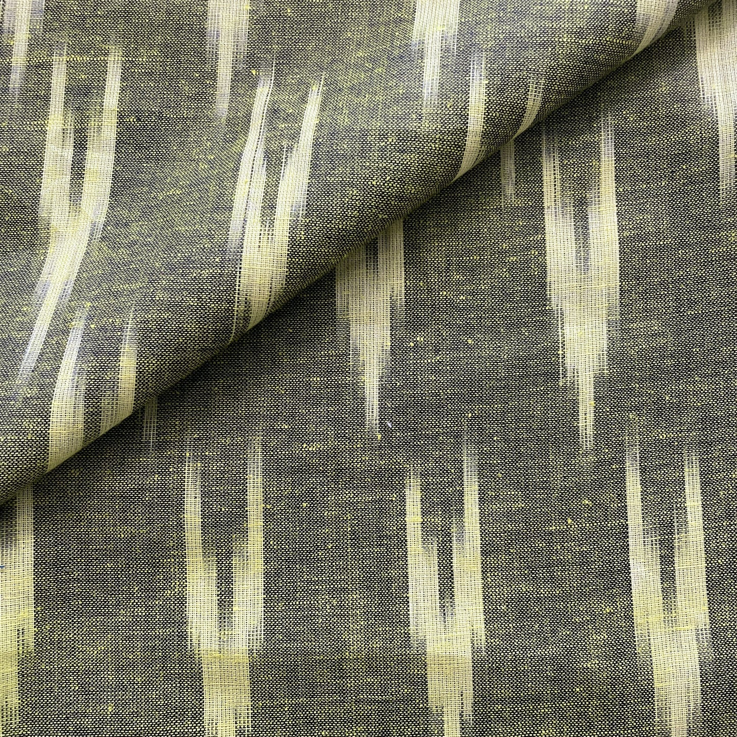 Premium Green Yellow Ikkat Print Cotton Fabric