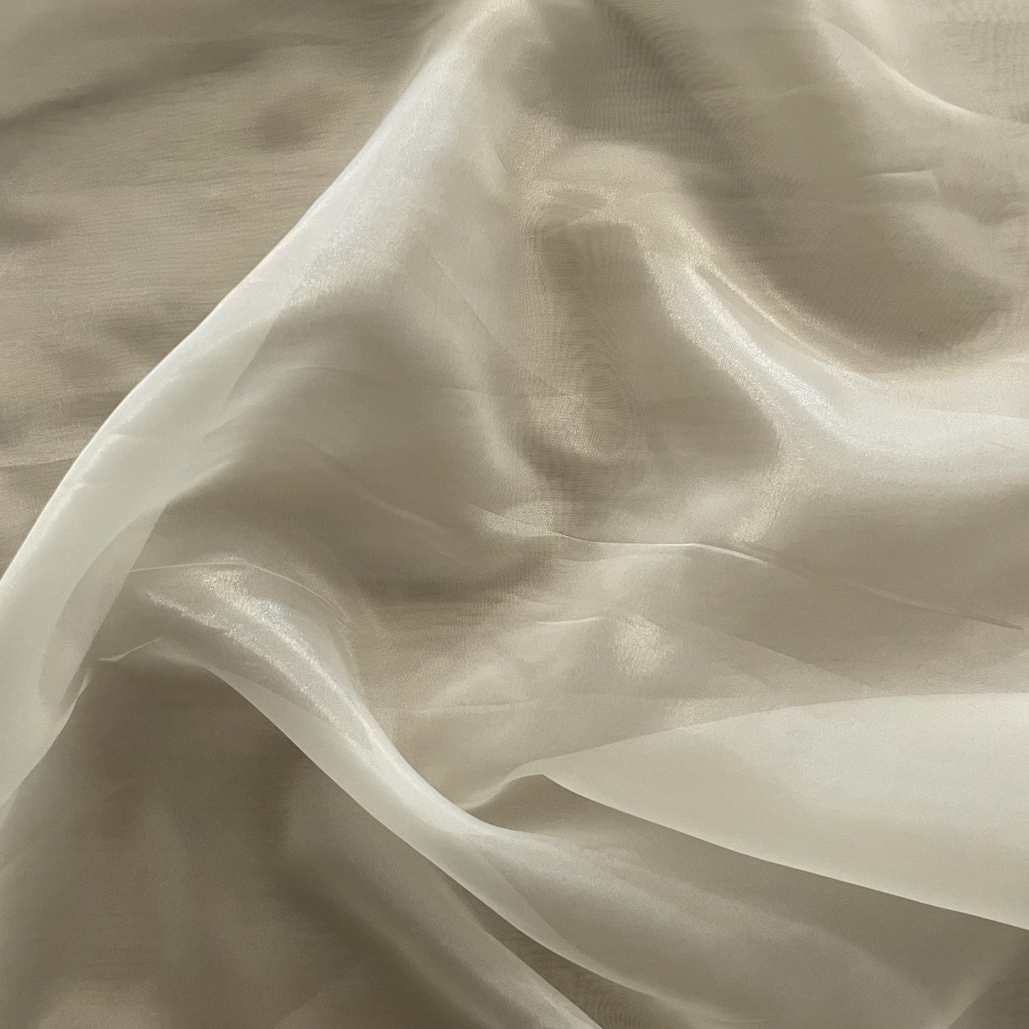 Premium Cream Solid Liquid Organza Fabric