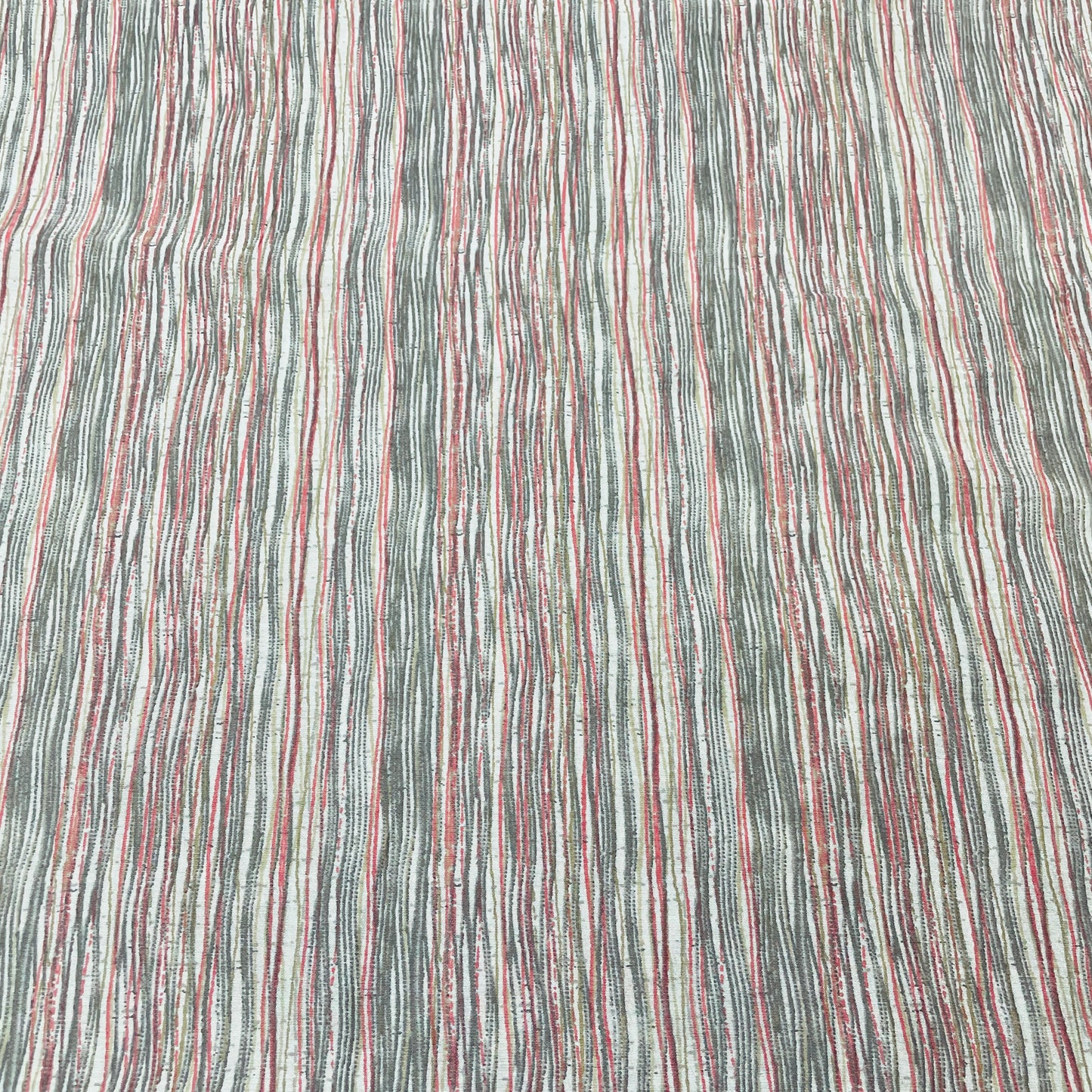 Grey Pink Stripe Print Chanderi Silk Fabric
