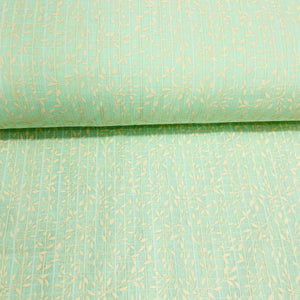 Green & Golden Floral With Lurex Cotton Fabric - TradeUNO
