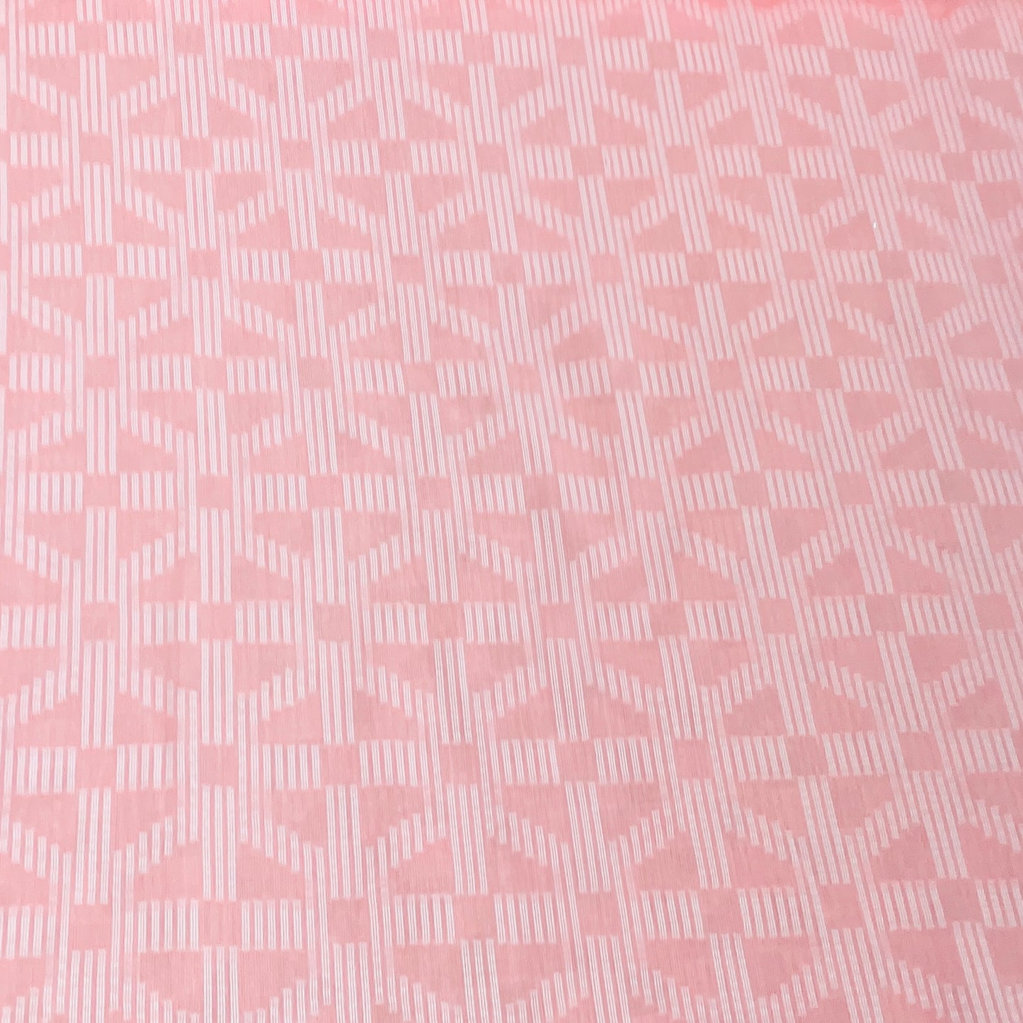 Pink & White Geometrical Dobby Cotton Fabric - TradeUNO