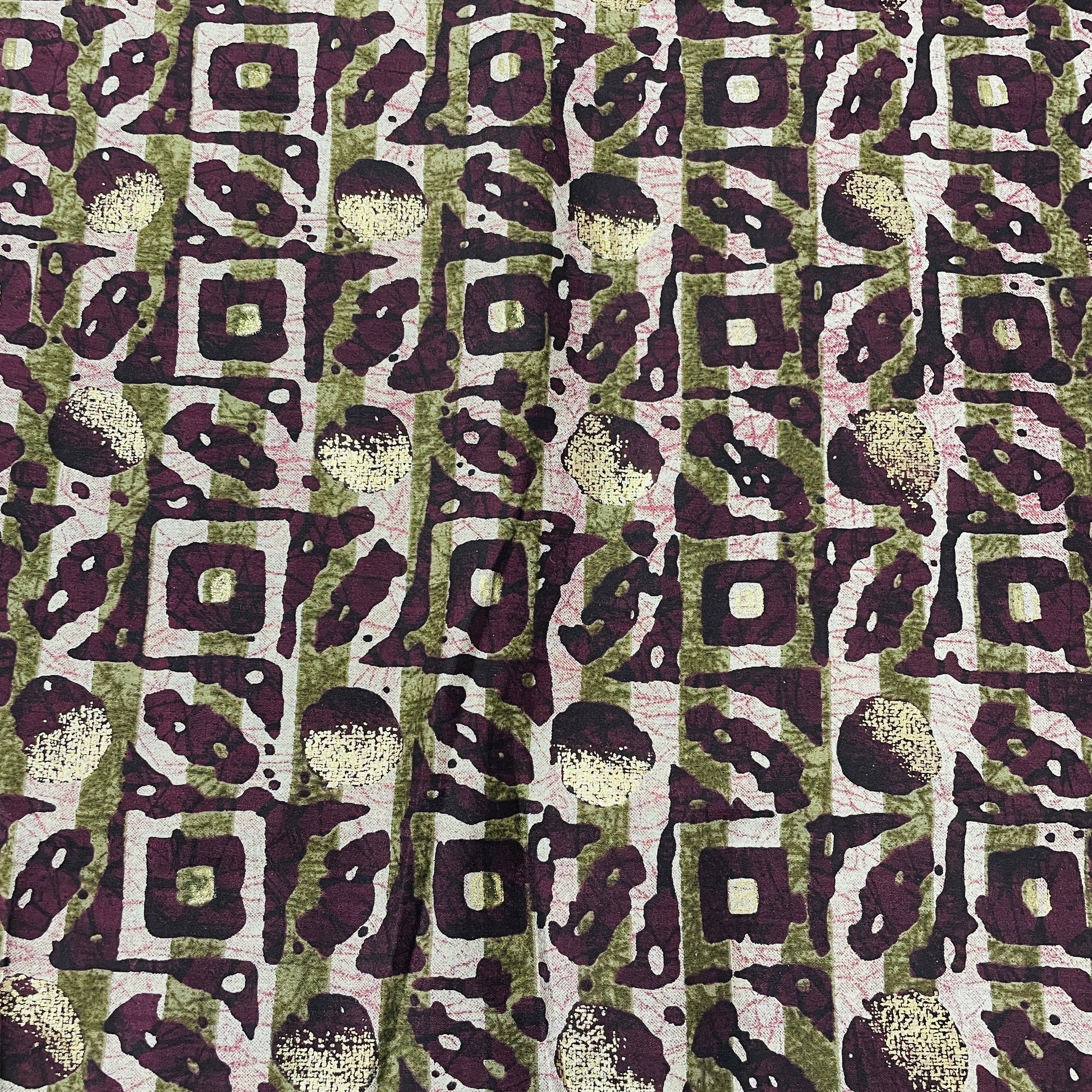 Maroon Abstract Foil Print Chanderi Silk Fabric - TradeUNO