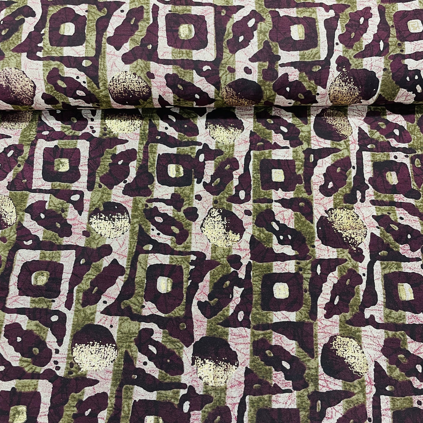 Maroon Abstract Foil Print Chanderi Silk Fabric - TradeUNO