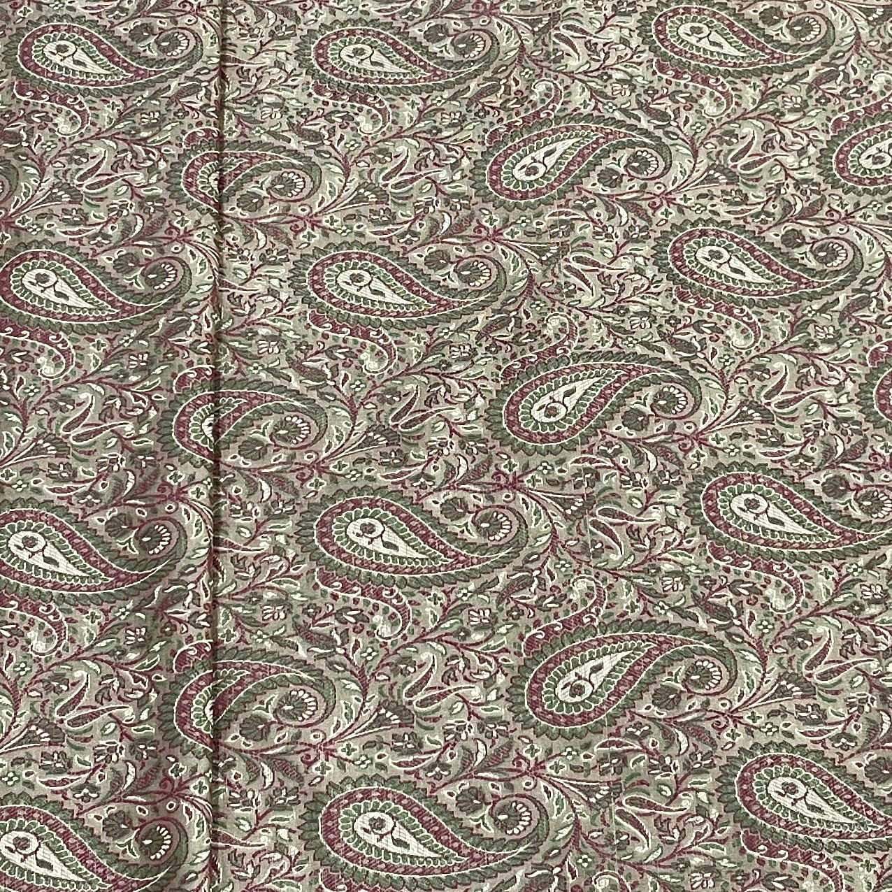 Premium Cream Traditional Paisley Print Tanchui Jamewar Silk Fabric