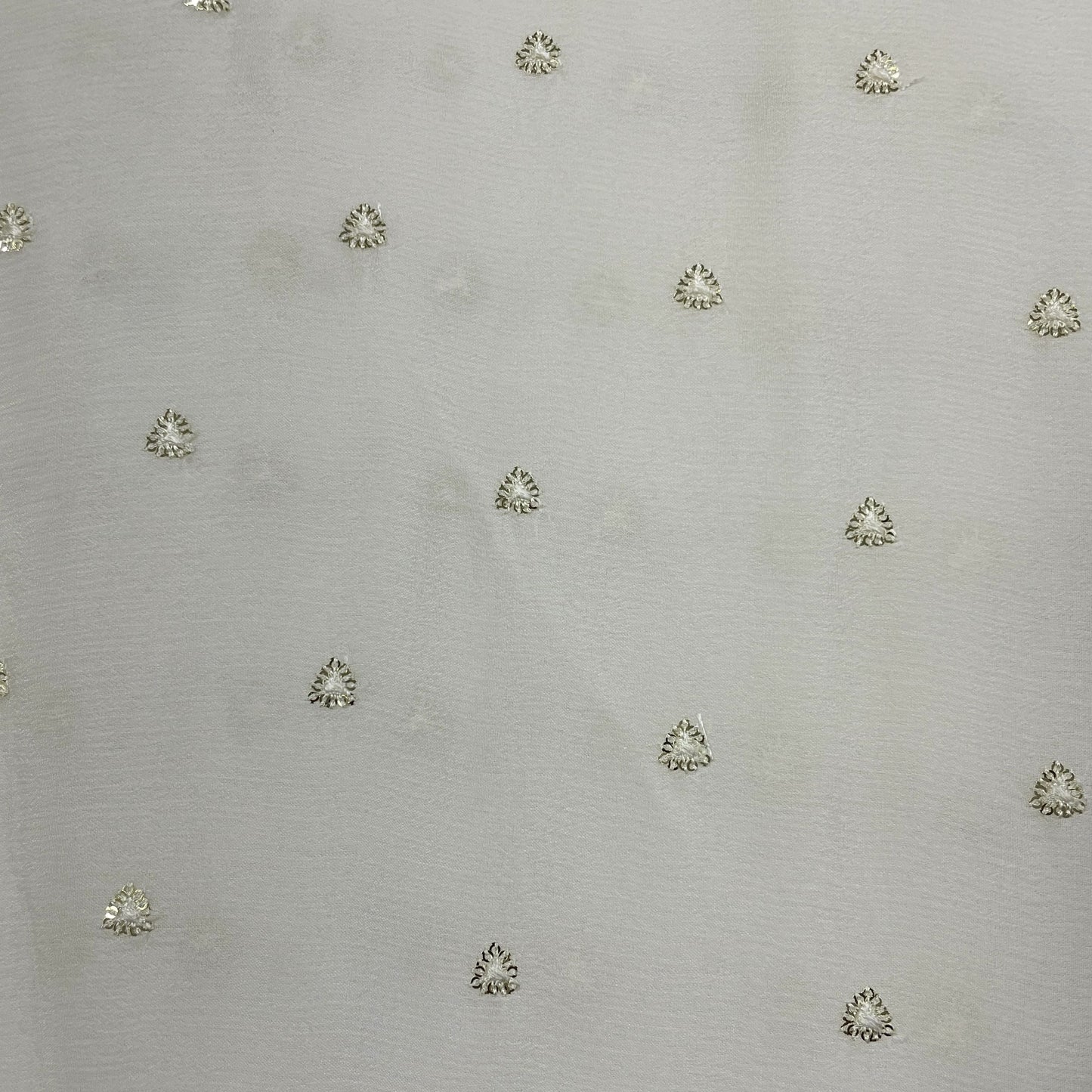 White Triangle Sequins Embroidery Dyeable Chinnon Fabric