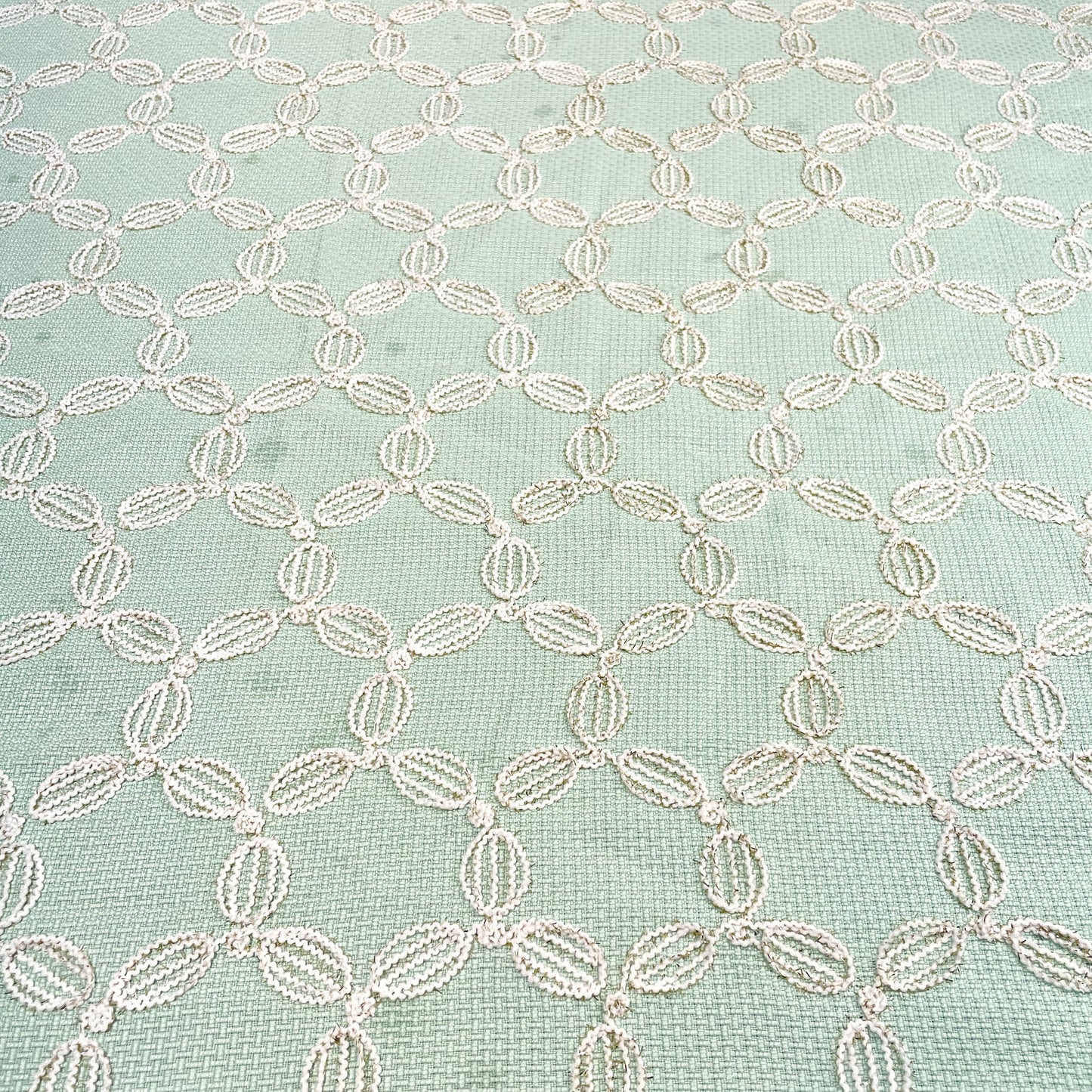 Premium Light GreenFloral Handloom Tweed Fabric