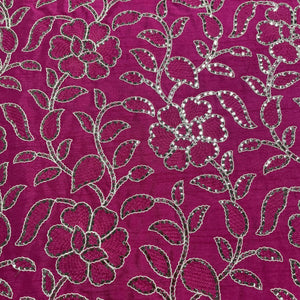Magenta Pink Gota Patti Work Tusser Silk Fabric