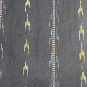 Premium Blue Yellow Ikkat Dobby Embroidery Cotton Fabric