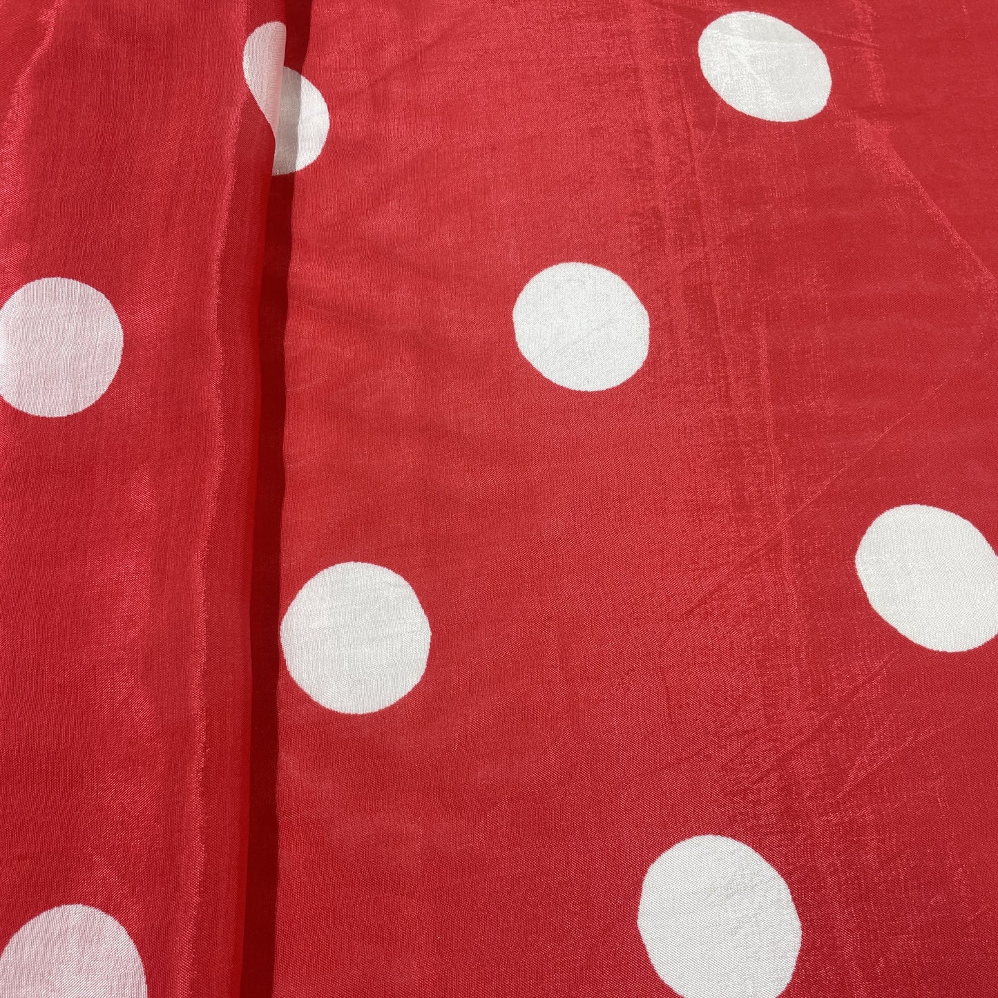 Red & White Polka Dot Muslin Fabric